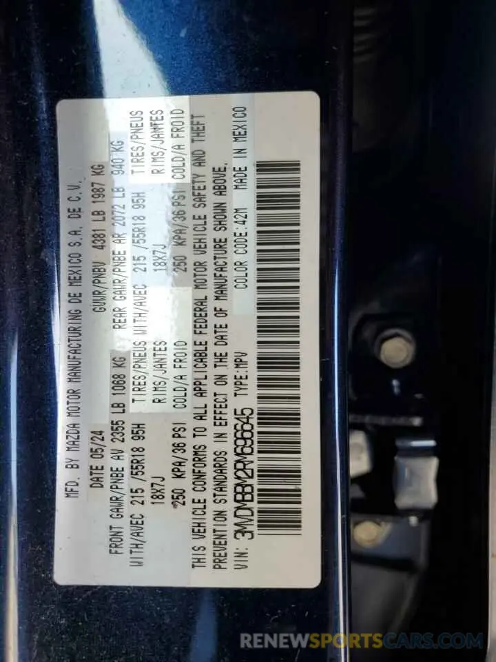 12 fotografías del automóvil dañado 3MVDMBBM2RM696645 MAZDA CX30 2024