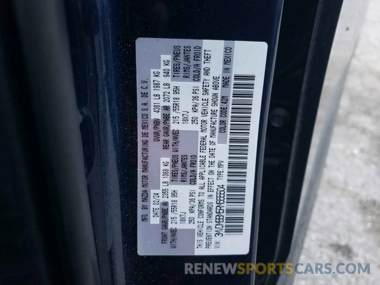 14 fotografías del automóvil dañado 3MVDMBBM5RM665504 MAZDA CX30 2024