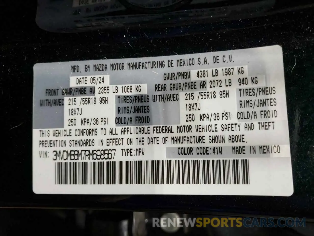 13 fotografías del automóvil dañado 3MVDMBBM7RM698567 MAZDA CX30 2024