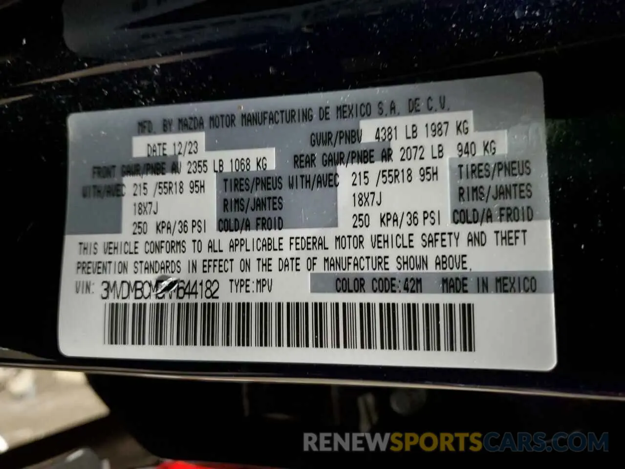 15 fotografías del automóvil dañado 3MVDMBCM5RM644182 MAZDA CX30 2024