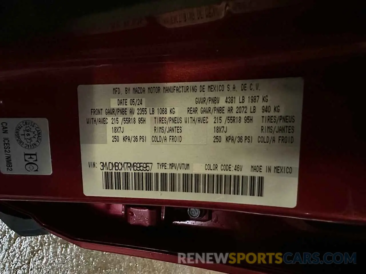 9 fotografías del automóvil dañado 3MVDMBCM7RM695957 MAZDA CX30 2024
