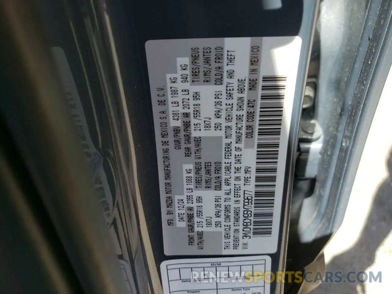 12 fotografías del automóvil dañado 3MVDMBCM9SM799677 MAZDA CX30 2025