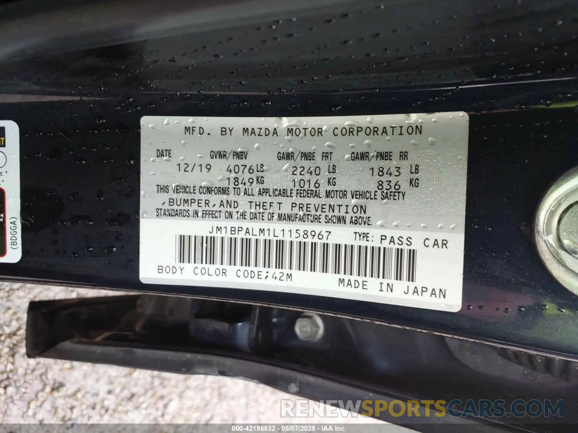 9 fotografías del automóvil dañado JM1BPALM1L1158967 MAZDA MAZDA3 2020