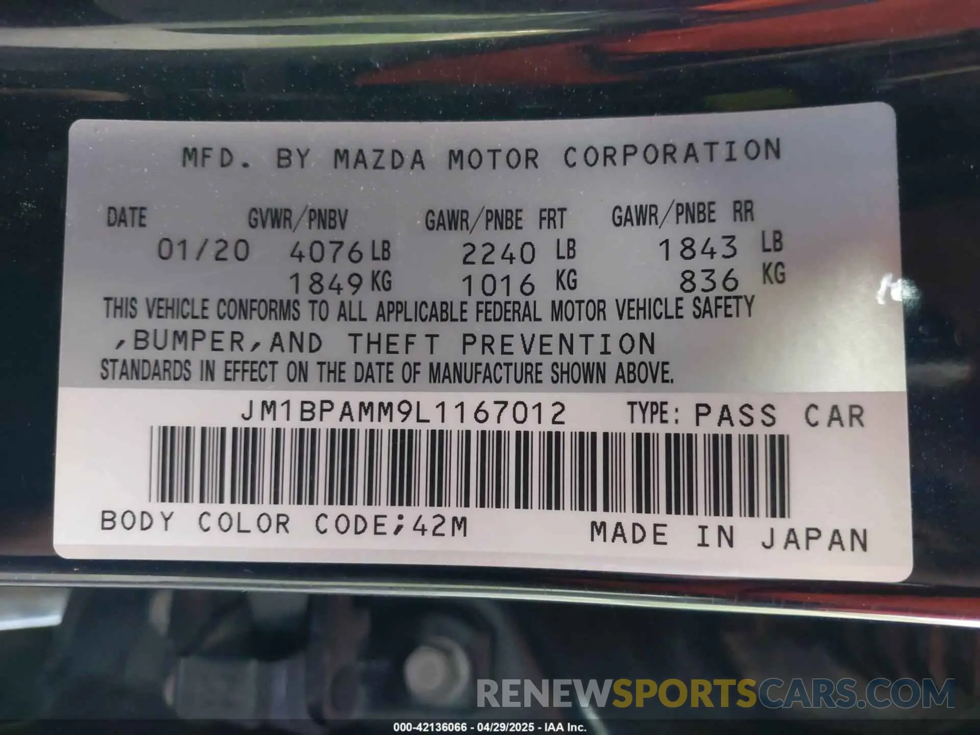 9 fotografías del automóvil dañado JM1BPAMM9L1167012 MAZDA MAZDA3 2020