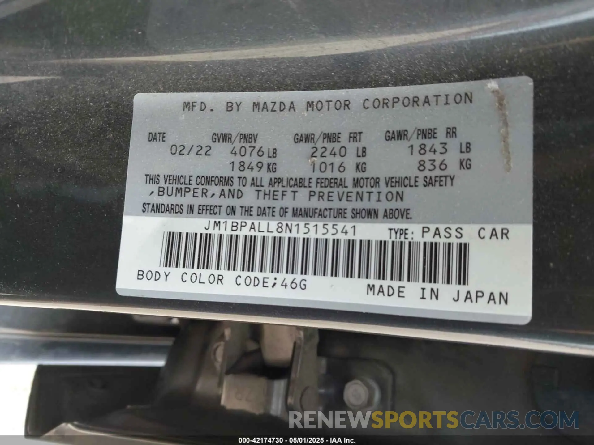 9 fotografías del automóvil dañado JM1BPALL8N1515541 MAZDA MAZDA3 2022