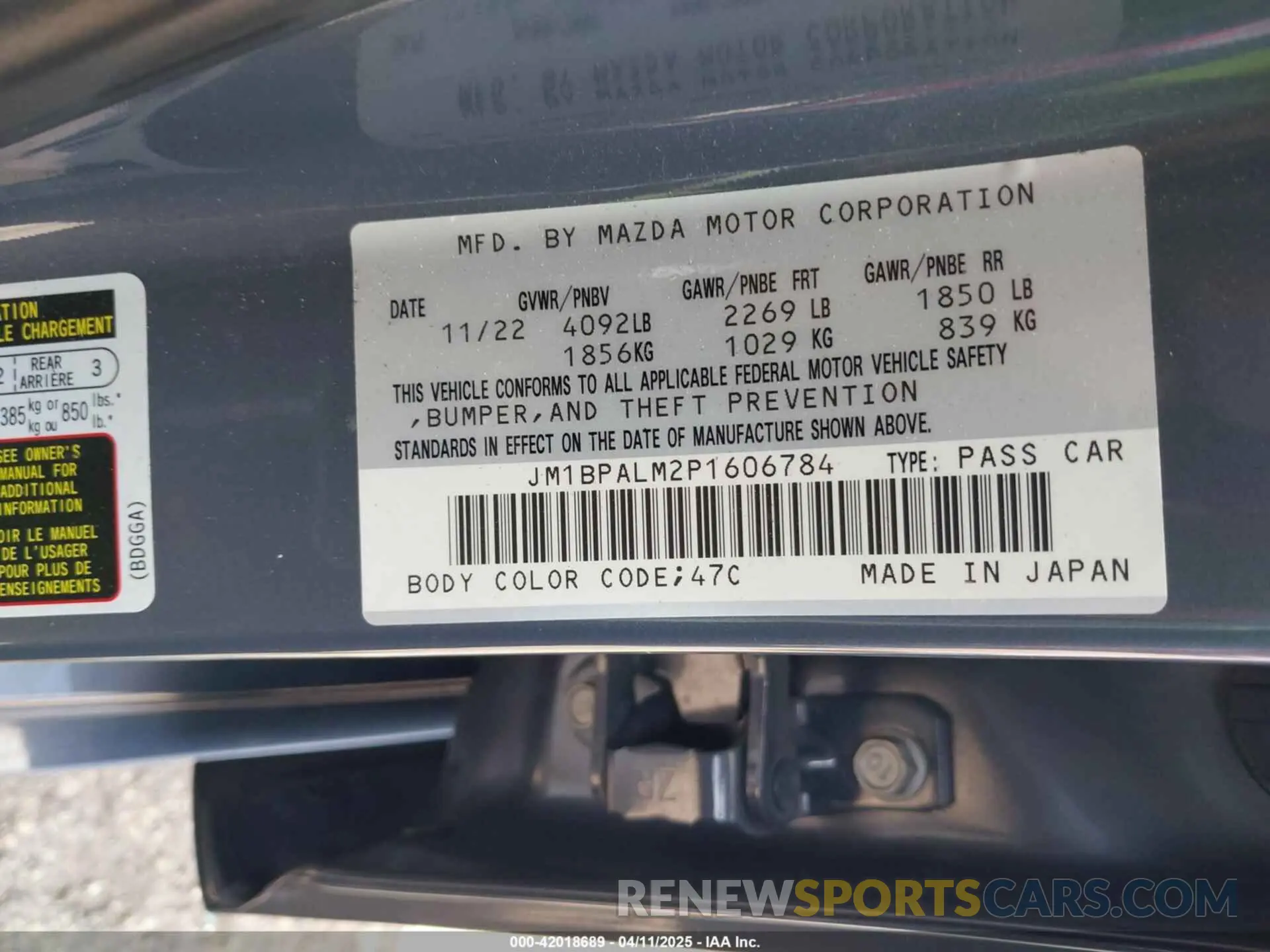 9 fotografías del automóvil dañado JM1BPALM2P1606784 MAZDA MAZDA3 2023