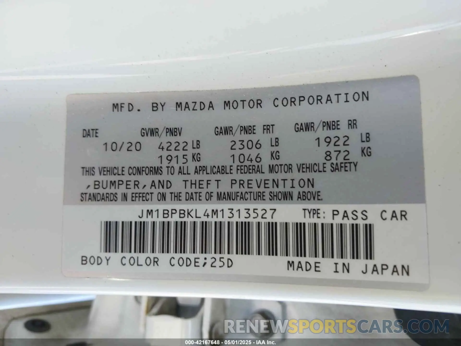 9 fotografías del automóvil dañado JM1BPBKL4M1313527 MAZDA MAZDA3 HATCHBACK 2021