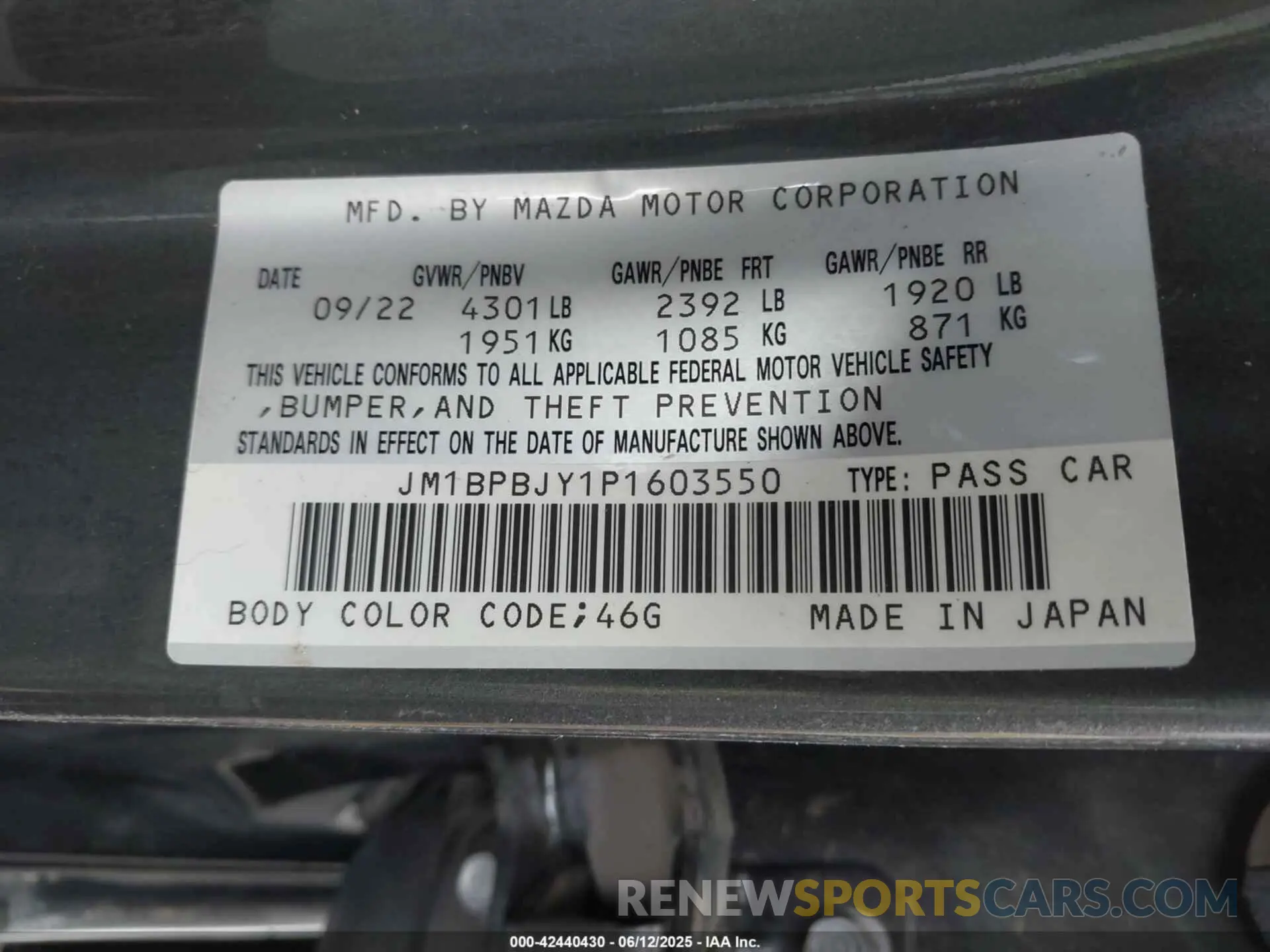 9 fotografías del automóvil dañado JM1BPBJY1P1603550 MAZDA MAZDA3 HATCHBACK 2023