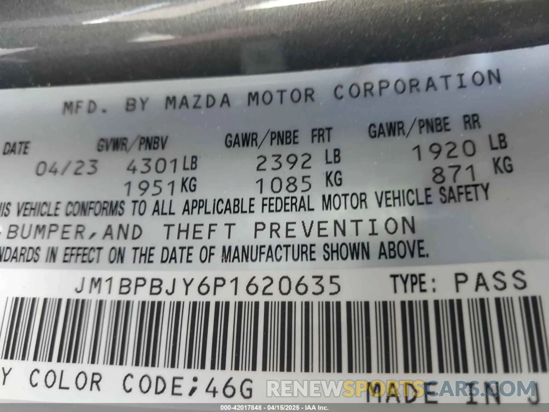 9 fotografías del automóvil dañado JM1BPBJY6P1620635 MAZDA MAZDA3 HATCHBACK 2023