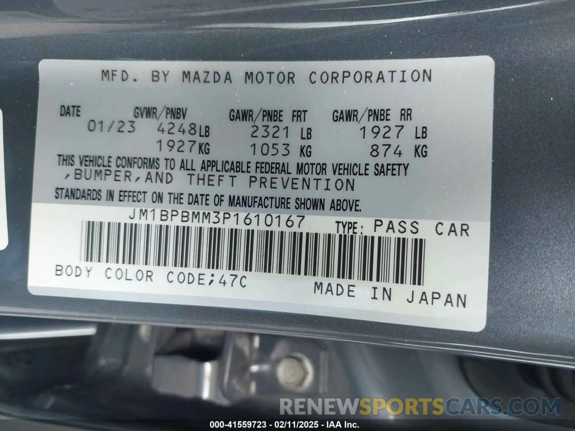 9 fotografías del automóvil dañado JM1BPBMM3P1610167 MAZDA MAZDA3 HATCHBACK 2023