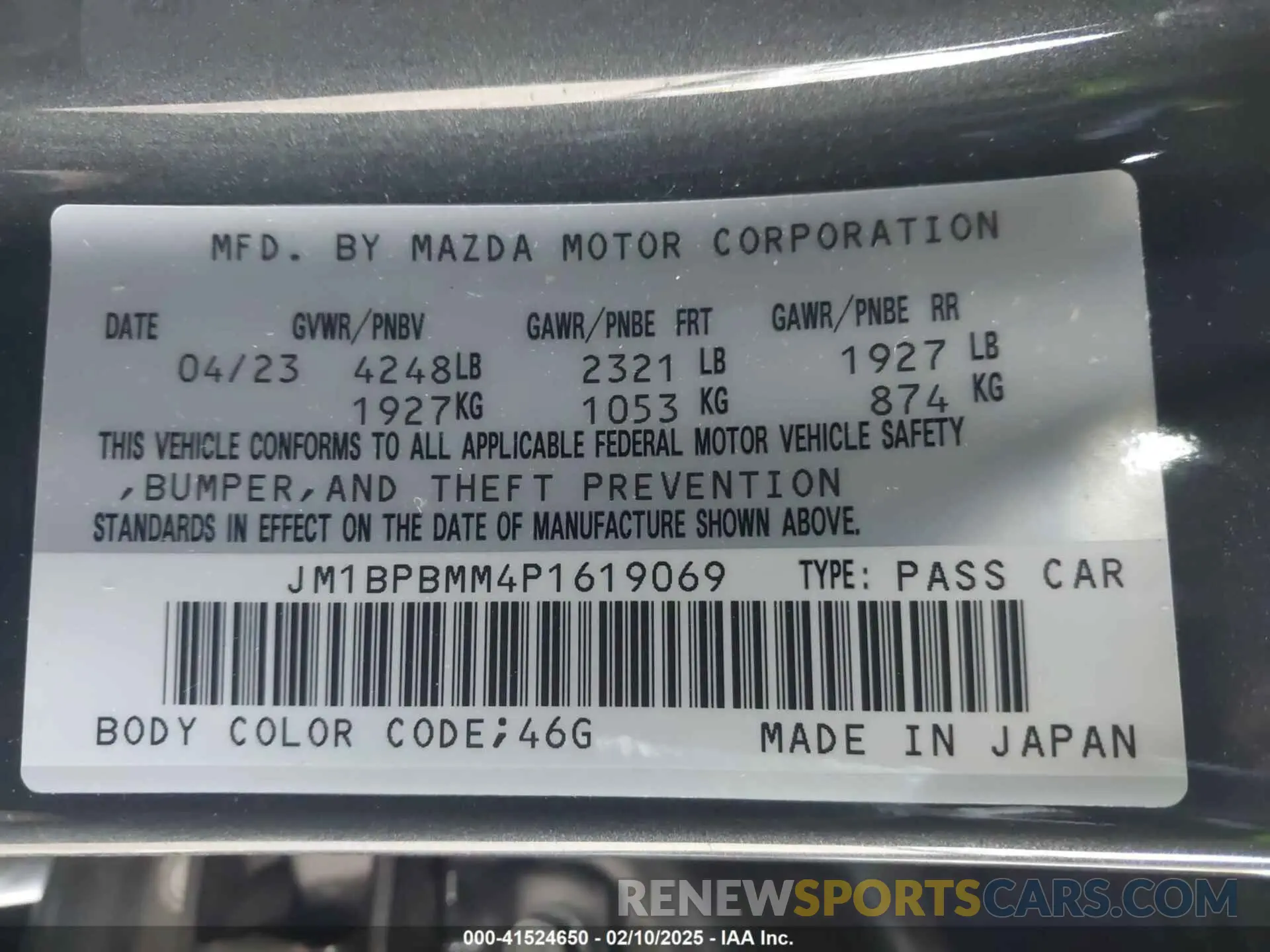 9 fotografías del automóvil dañado JM1BPBMM4P1619069 MAZDA MAZDA3 HATCHBACK 2023