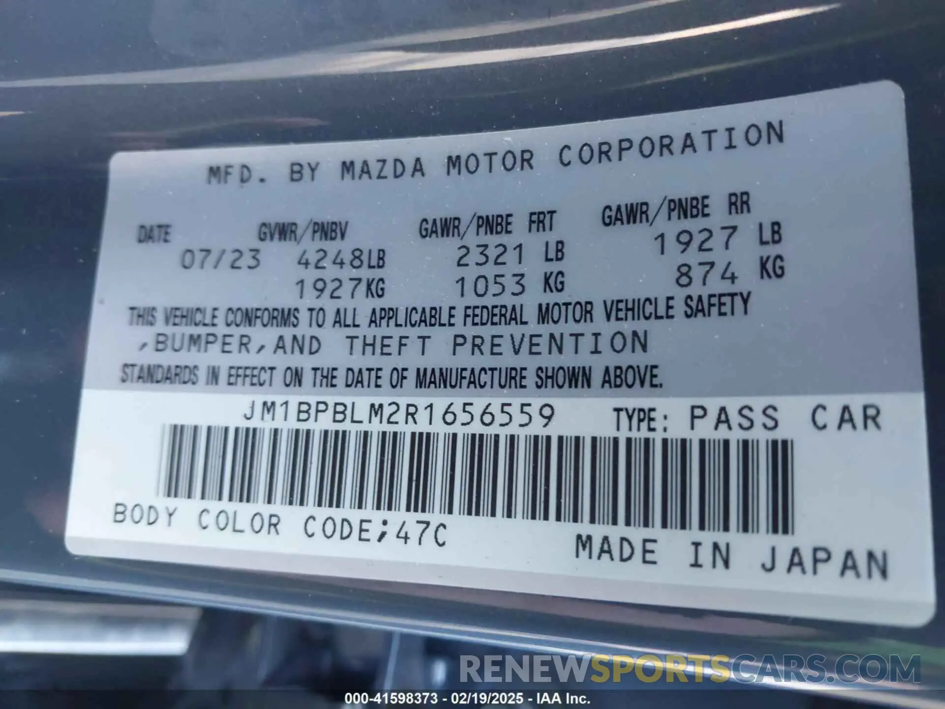 9 fotografías del automóvil dañado JM1BPBLM2R1656559 MAZDA MAZDA3 HATCHBACK 2024