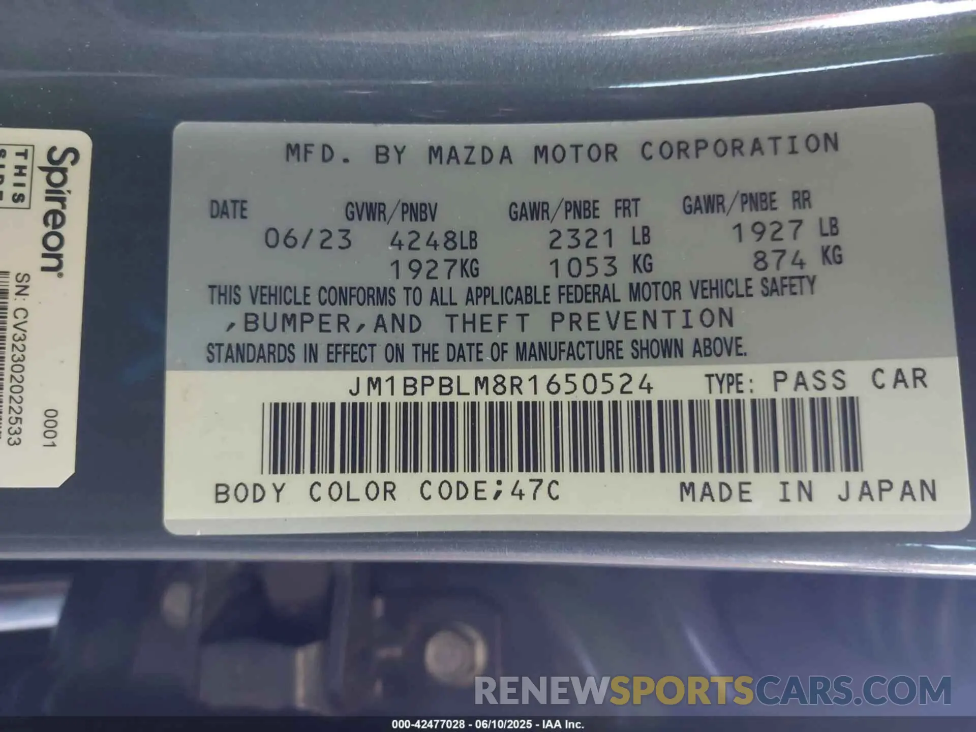 9 fotografías del automóvil dañado JM1BPBLM8R1650524 MAZDA MAZDA3 HATCHBACK 2024