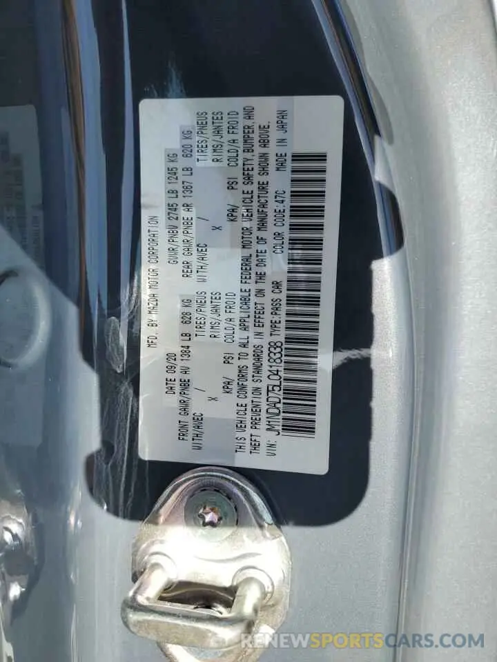 12 fotografías del automóvil dañado JM1NDAD75L0418338 MAZDA MX5 2020