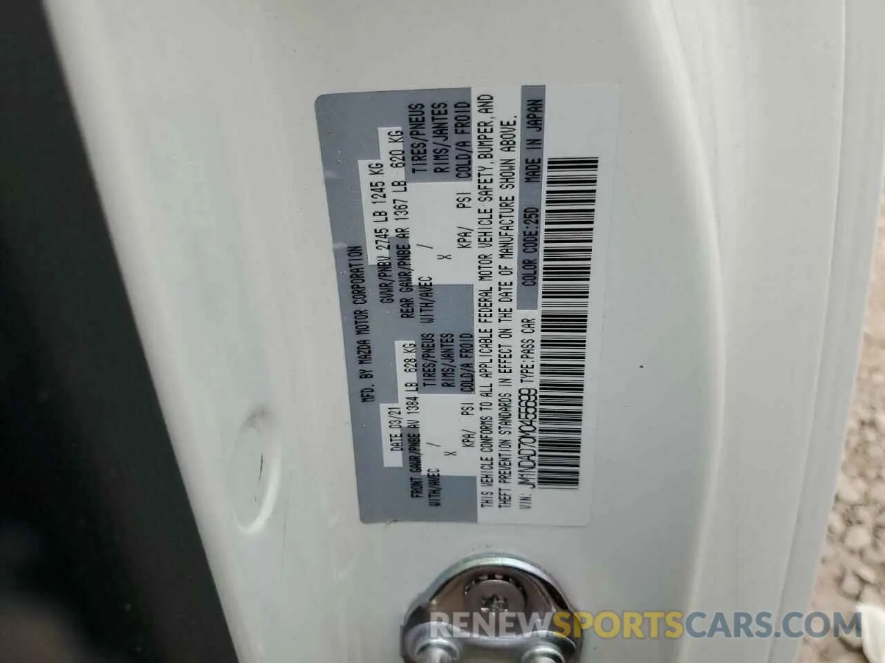 12 fotografías del automóvil dañado JM1NDAD70M0455699 MAZDA MX5 2021