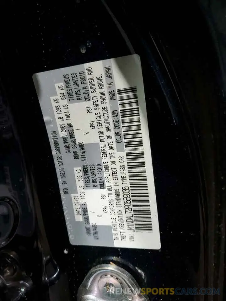 14 fotografías del automóvil dañado JM1NDAL72P0559035 MAZDA MX5 2023