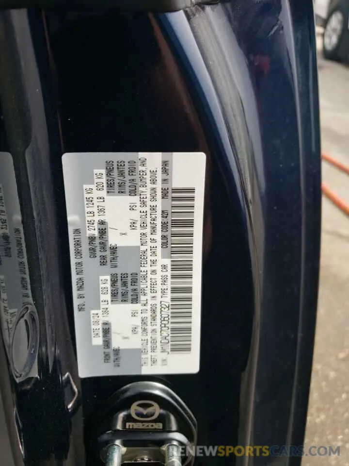 12 fotografías del automóvil dañado JM1NDAC70R0607327 MAZDA MX5 2024
