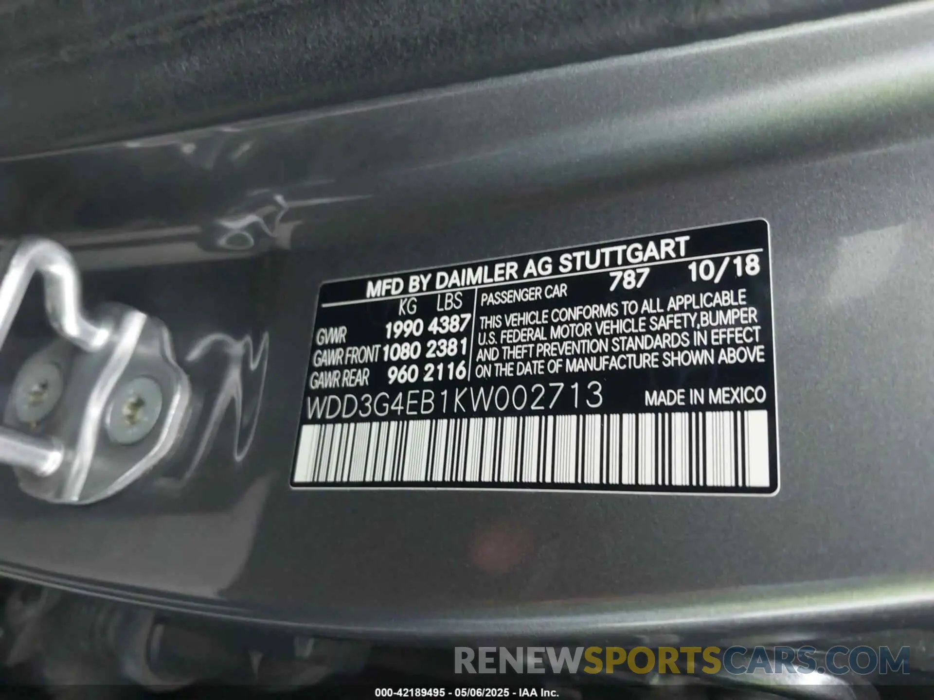 9 fotografías del automóvil dañado WDD3G4EB1KW002713 MERCEDES-BENZ A 220 2019