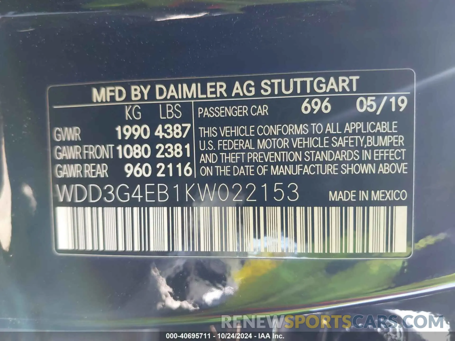 9 fotografías del automóvil dañado WDD3G4EB1KW022153 MERCEDES-BENZ A 220 2019
