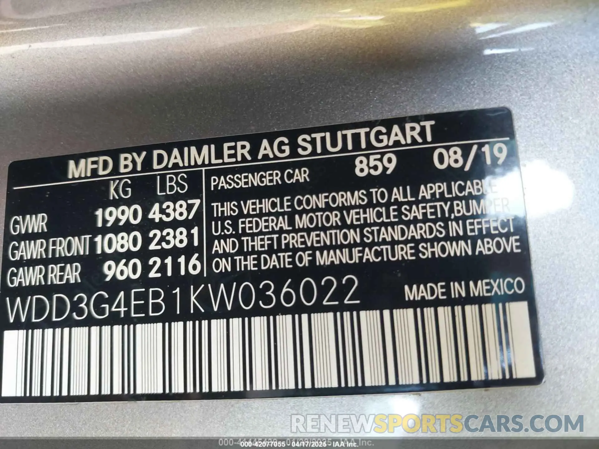 9 fotografías del automóvil dañado WDD3G4EB1KW036022 MERCEDES-BENZ A 220 2019