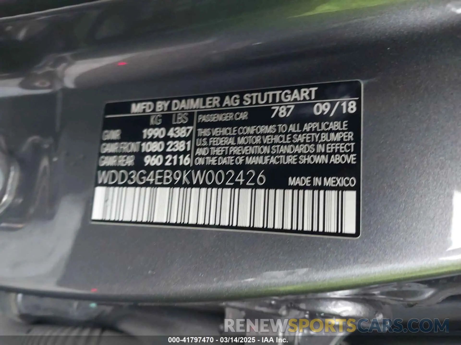 9 fotografías del automóvil dañado WDD3G4EB9KW002426 MERCEDES-BENZ A 220 2019