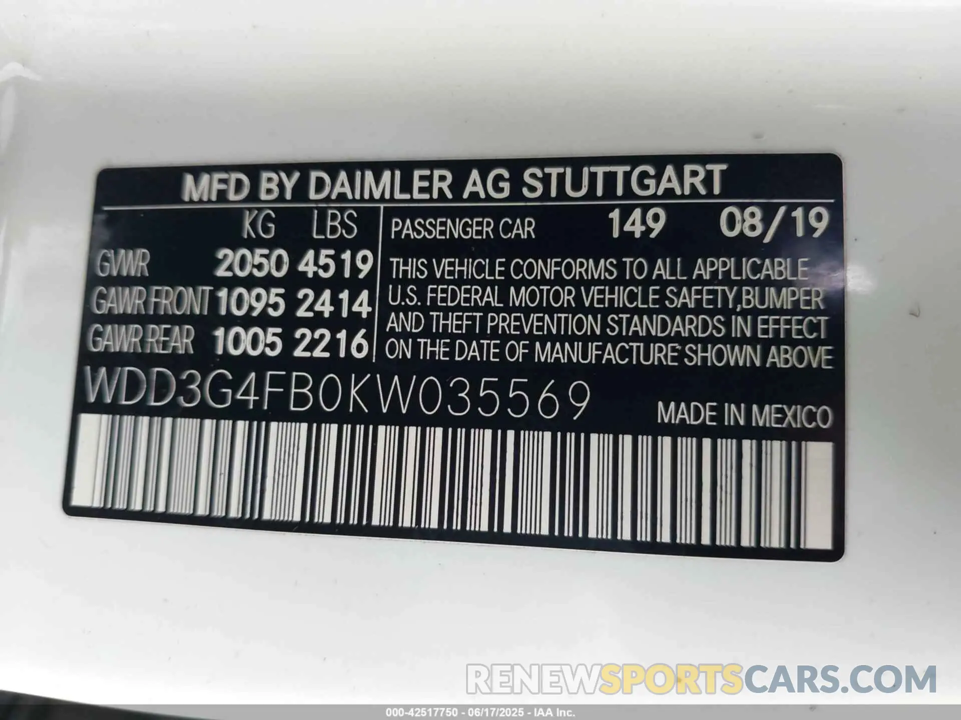 9 fotografías del automóvil dañado WDD3G4FB0KW035569 MERCEDES-BENZ A 220 2019
