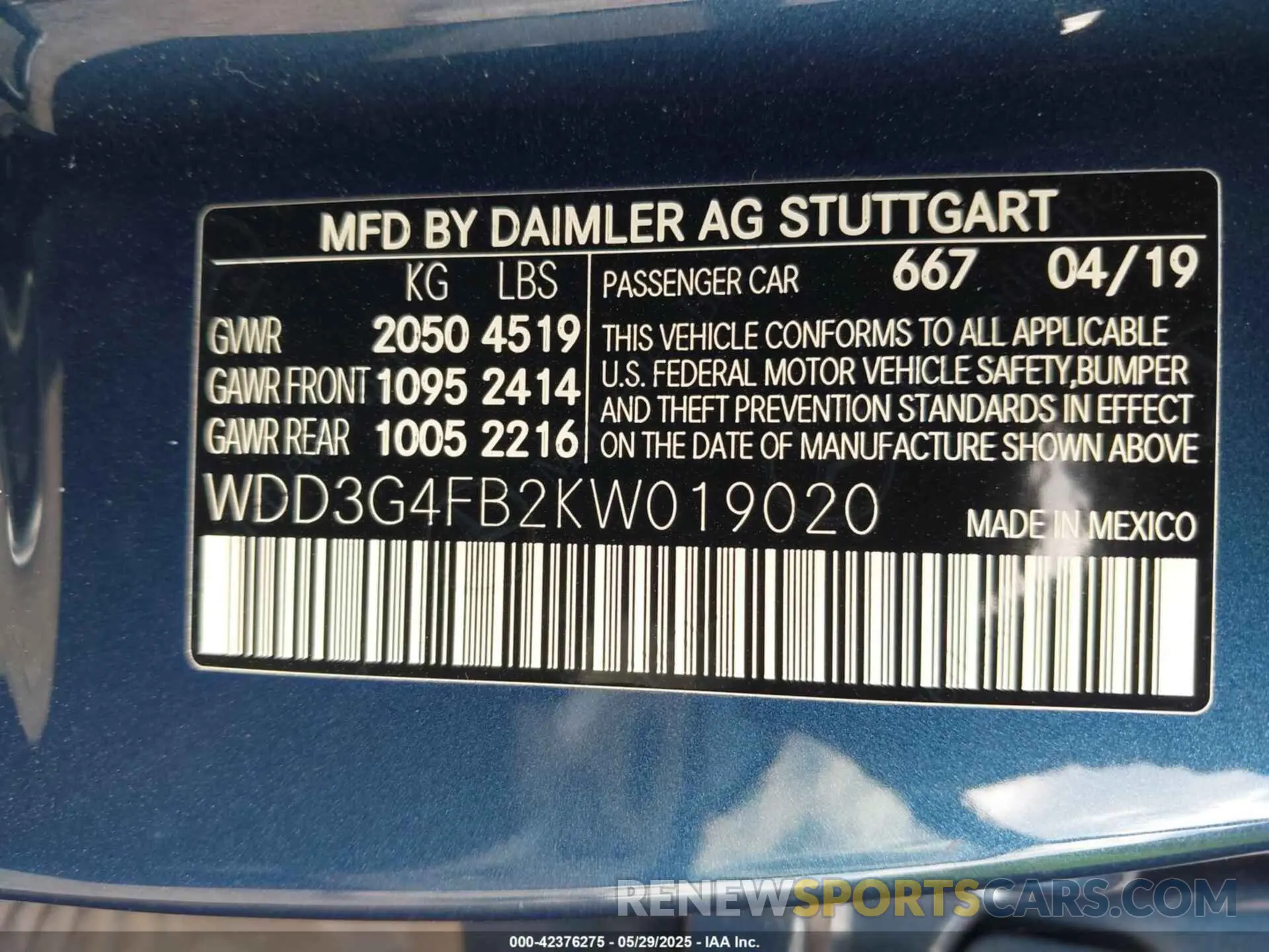 9 fotografías del automóvil dañado WDD3G4FB2KW019020 MERCEDES-BENZ A 220 2019