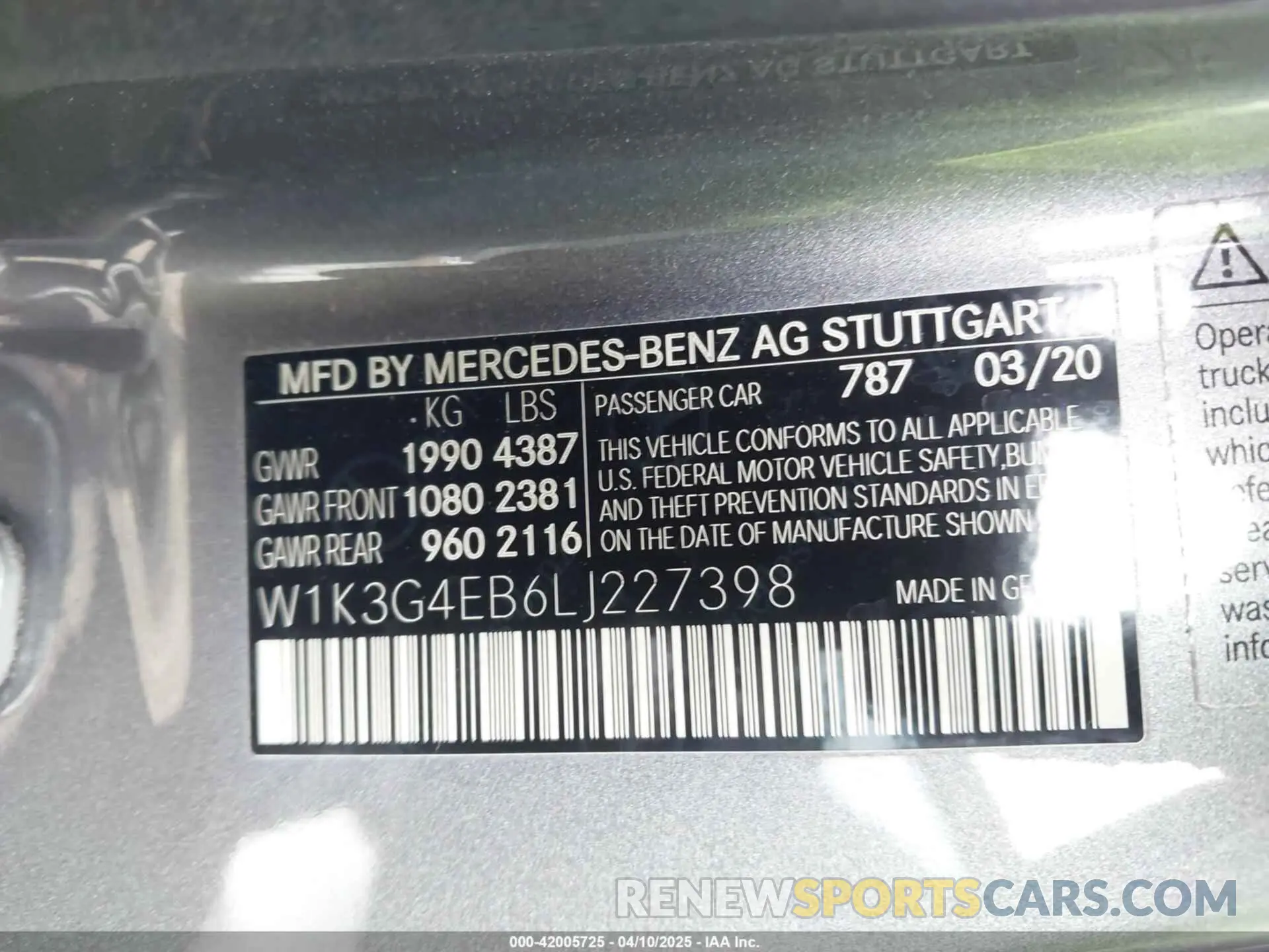 9 fotografías del automóvil dañado W1K3G4EB6LJ227398 MERCEDES-BENZ A 220 2020