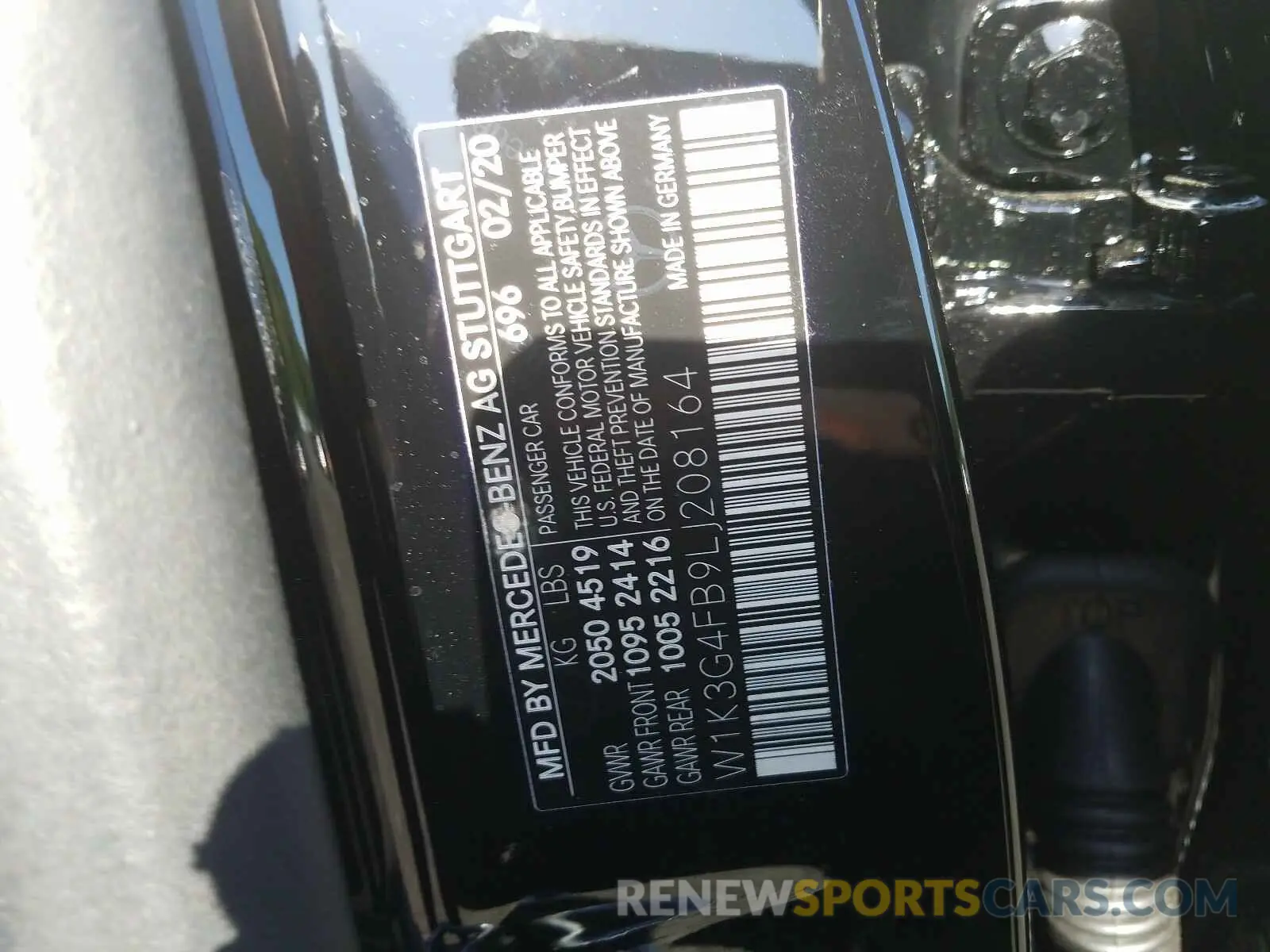10 fotografías del automóvil dañado W1K3G4FB9LJ208164 MERCEDES-BENZ A 220 2020