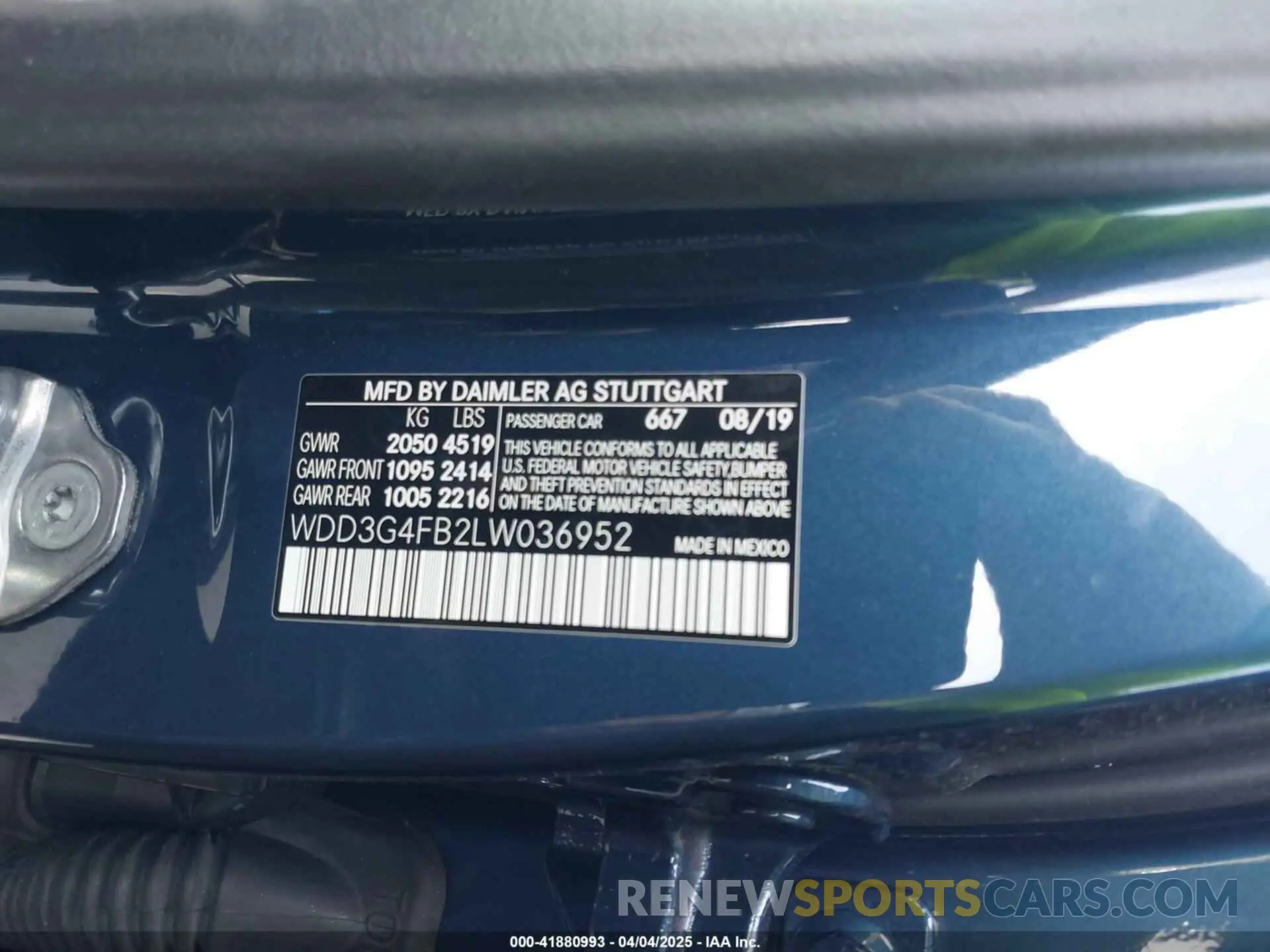 9 fotografías del automóvil dañado WDD3G4FB2LW036952 MERCEDES-BENZ A 220 2020