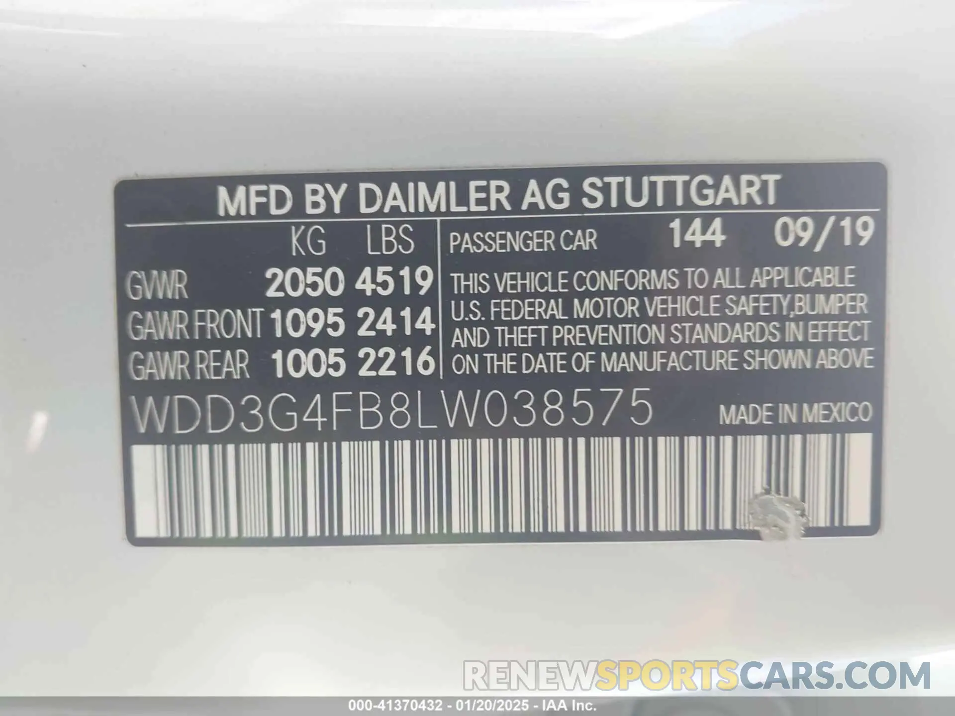 9 fotografías del automóvil dañado WDD3G4FB8LW038575 MERCEDES-BENZ A 220 2020