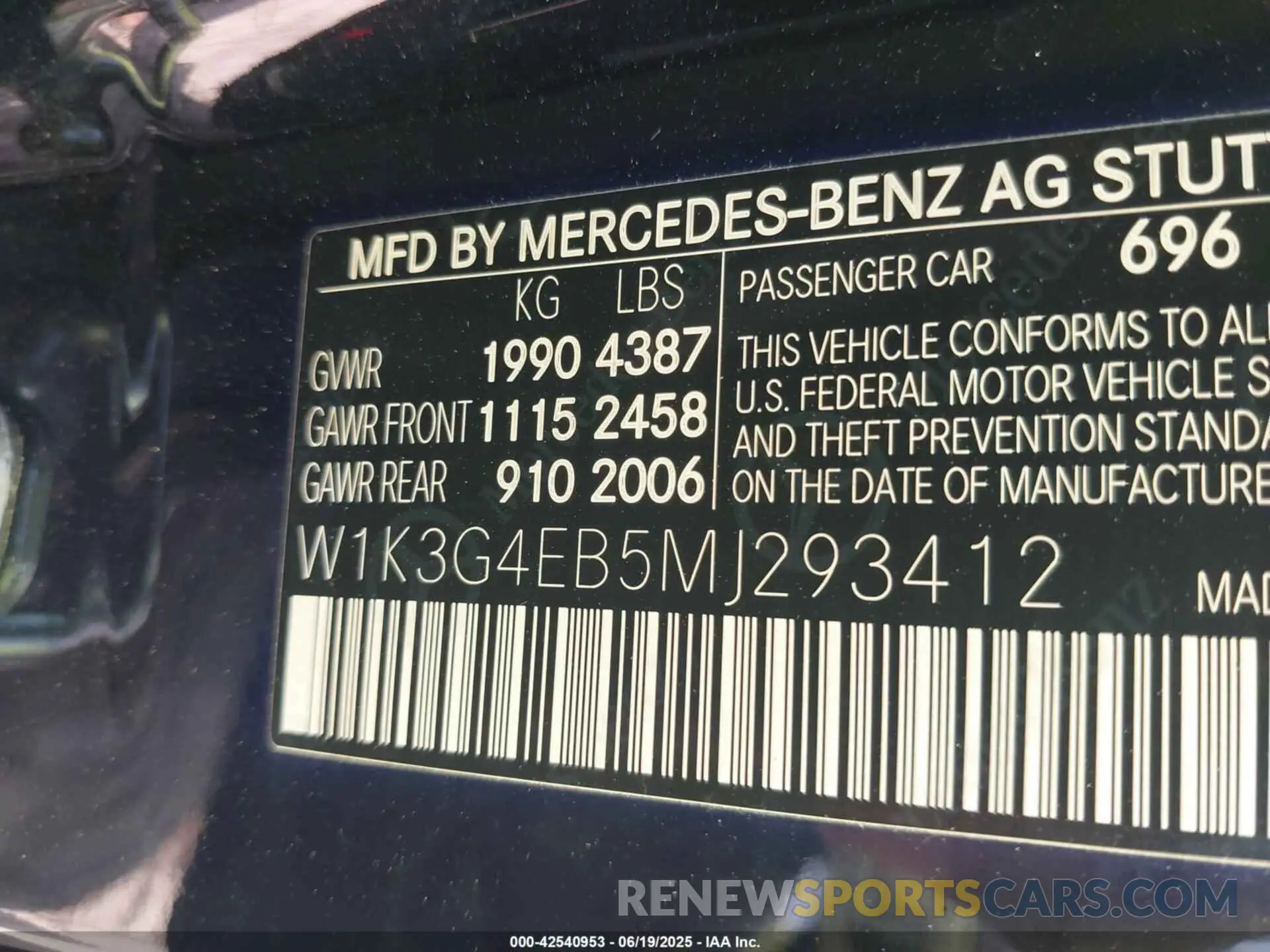 9 fotografías del automóvil dañado W1K3G4EB5MJ293412 MERCEDES-BENZ A 220 2021