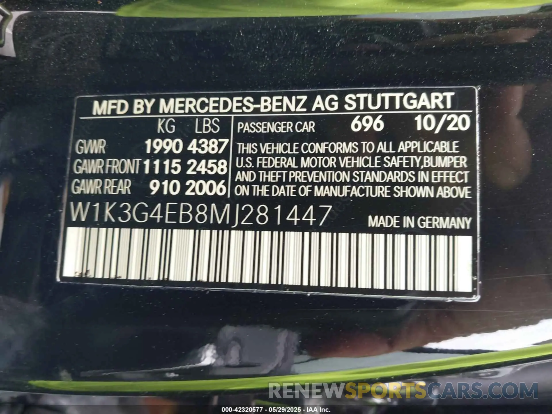 9 fotografías del automóvil dañado W1K3G4EB8MJ281447 MERCEDES-BENZ A 220 2021
