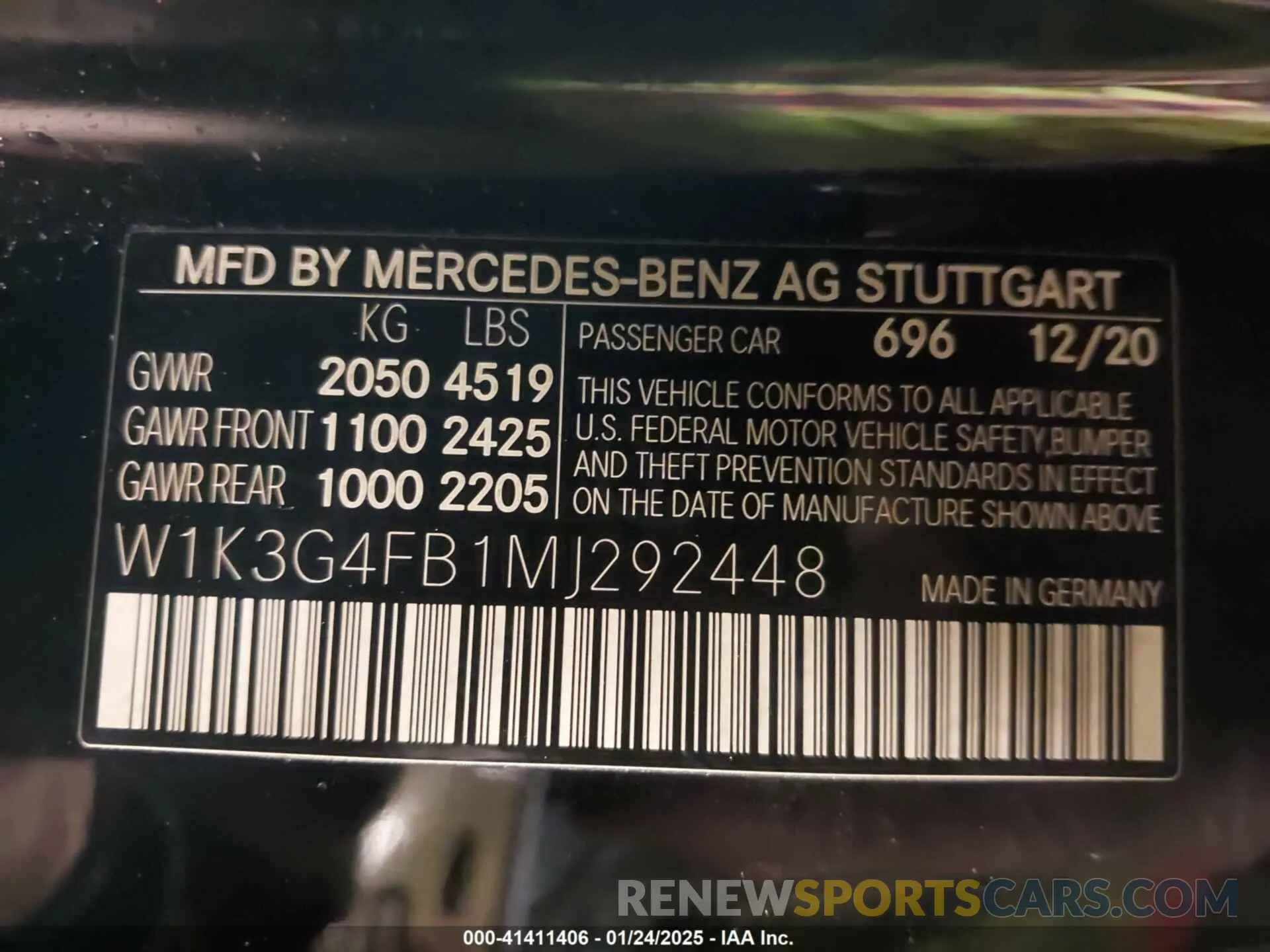 9 fotografías del automóvil dañado W1K3G4FB1MJ292448 MERCEDES-BENZ A 220 2021