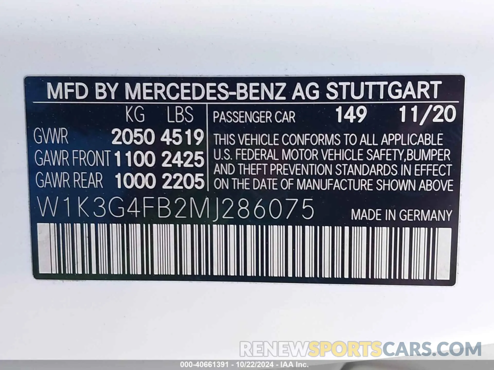 9 fotografías del automóvil dañado W1K3G4FB2MJ286075 MERCEDES-BENZ A 220 2021
