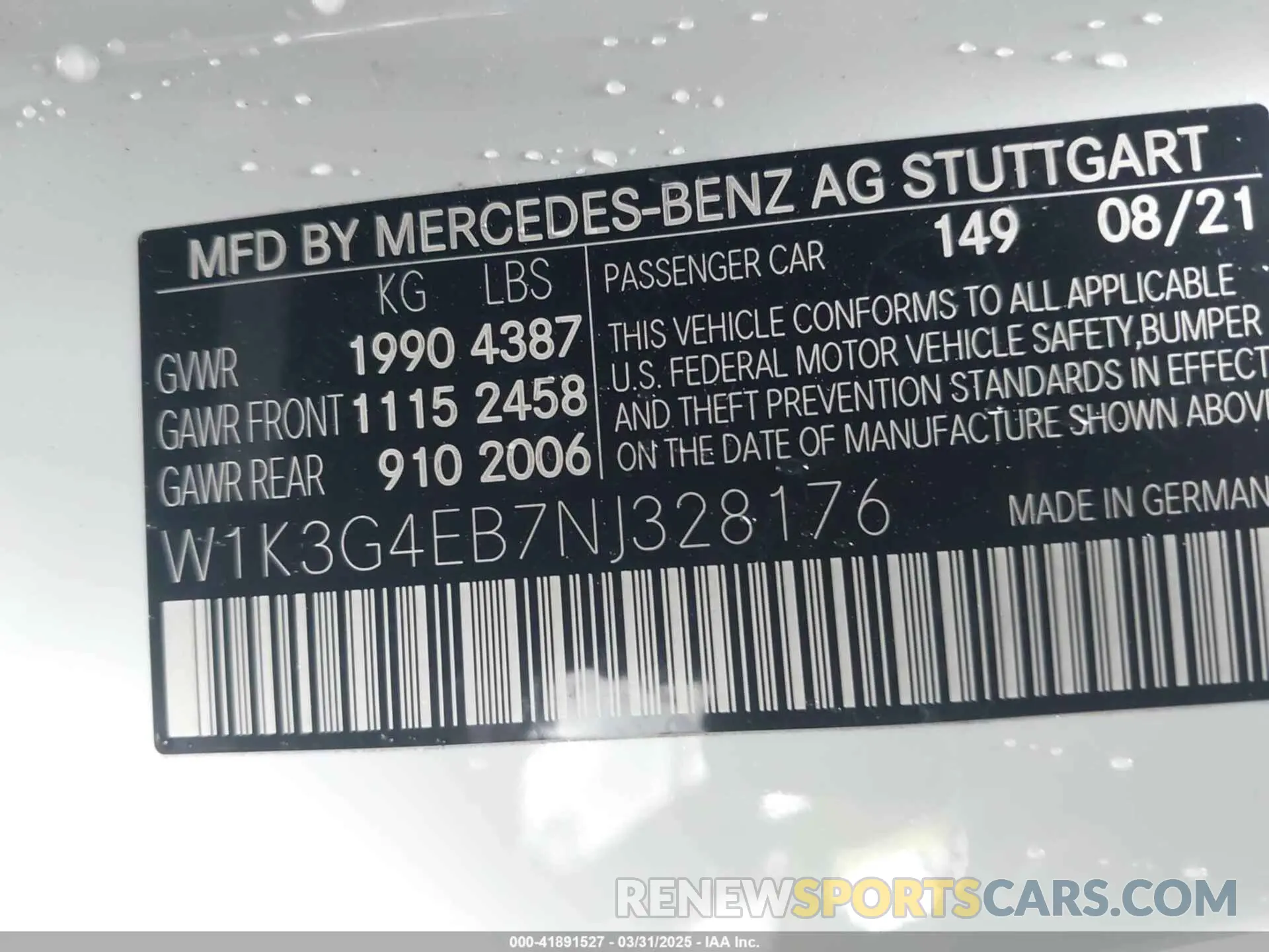 9 fotografías del automóvil dañado W1K3G4EB7NJ328176 MERCEDES-BENZ A 220 2022