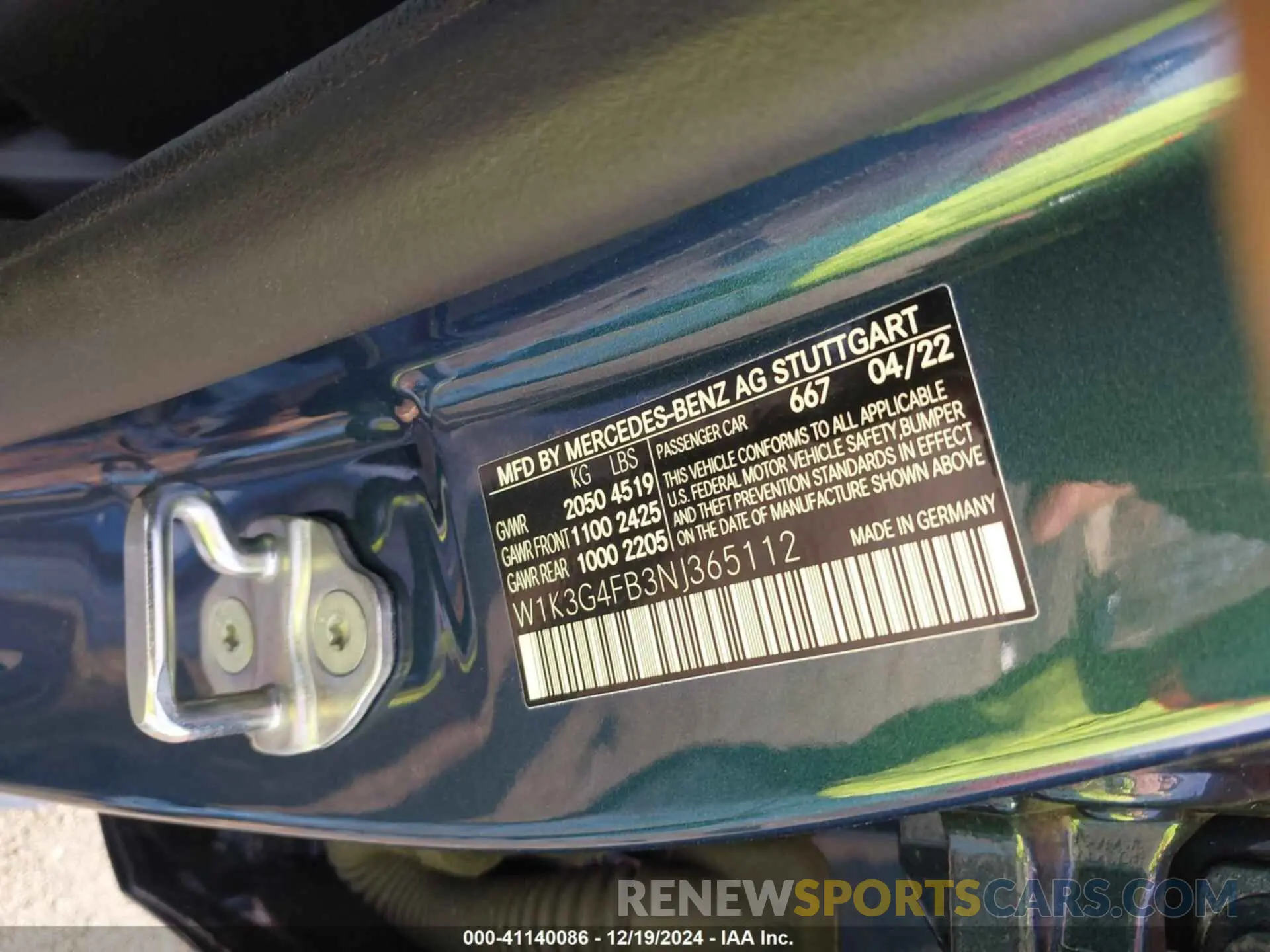 9 fotografías del automóvil dañado W1K3G4FB3NJ365112 MERCEDES-BENZ A 220 2022