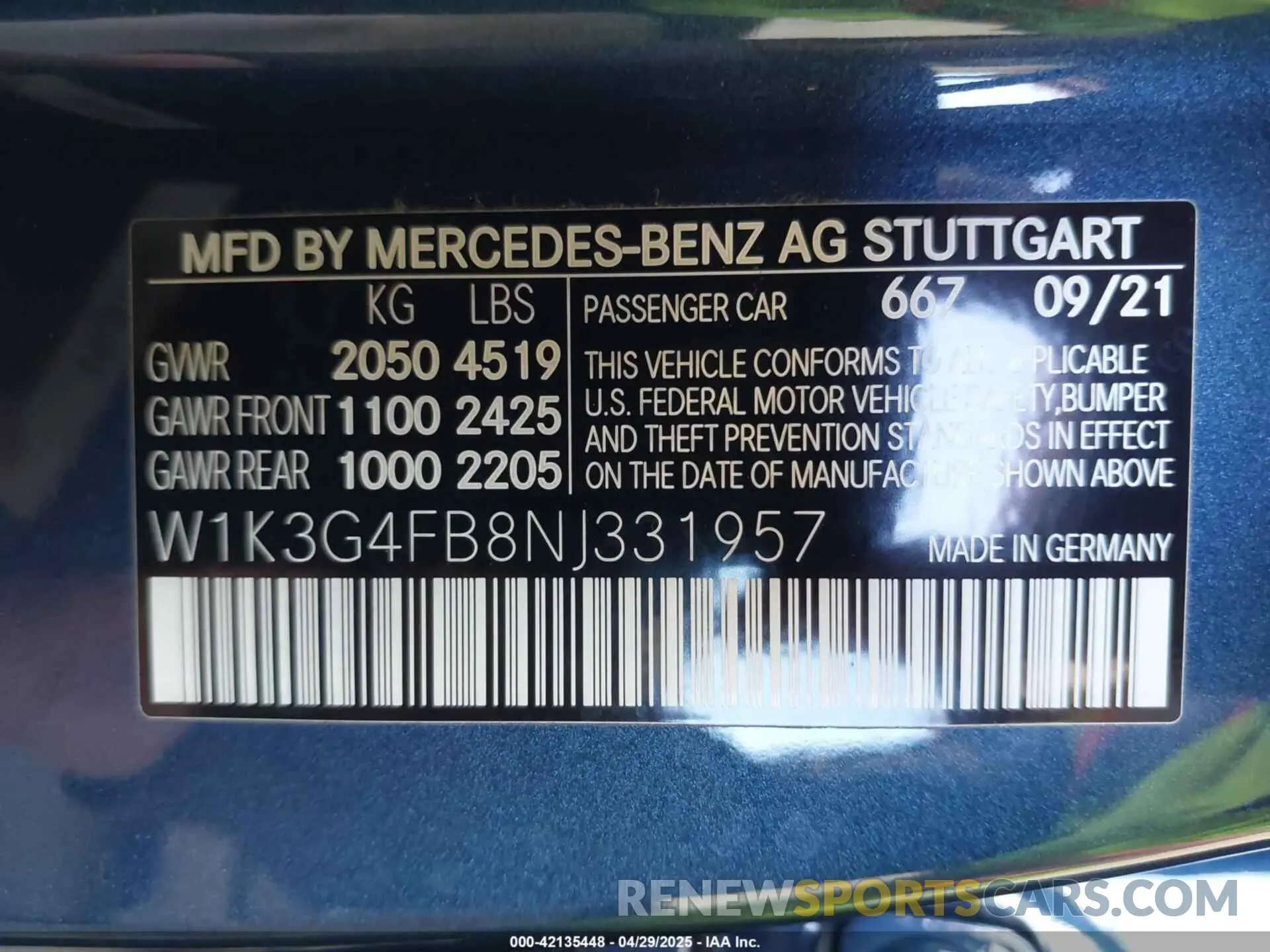 9 fotografías del automóvil dañado W1K3G4FB8NJ331957 MERCEDES-BENZ A 220 2022
