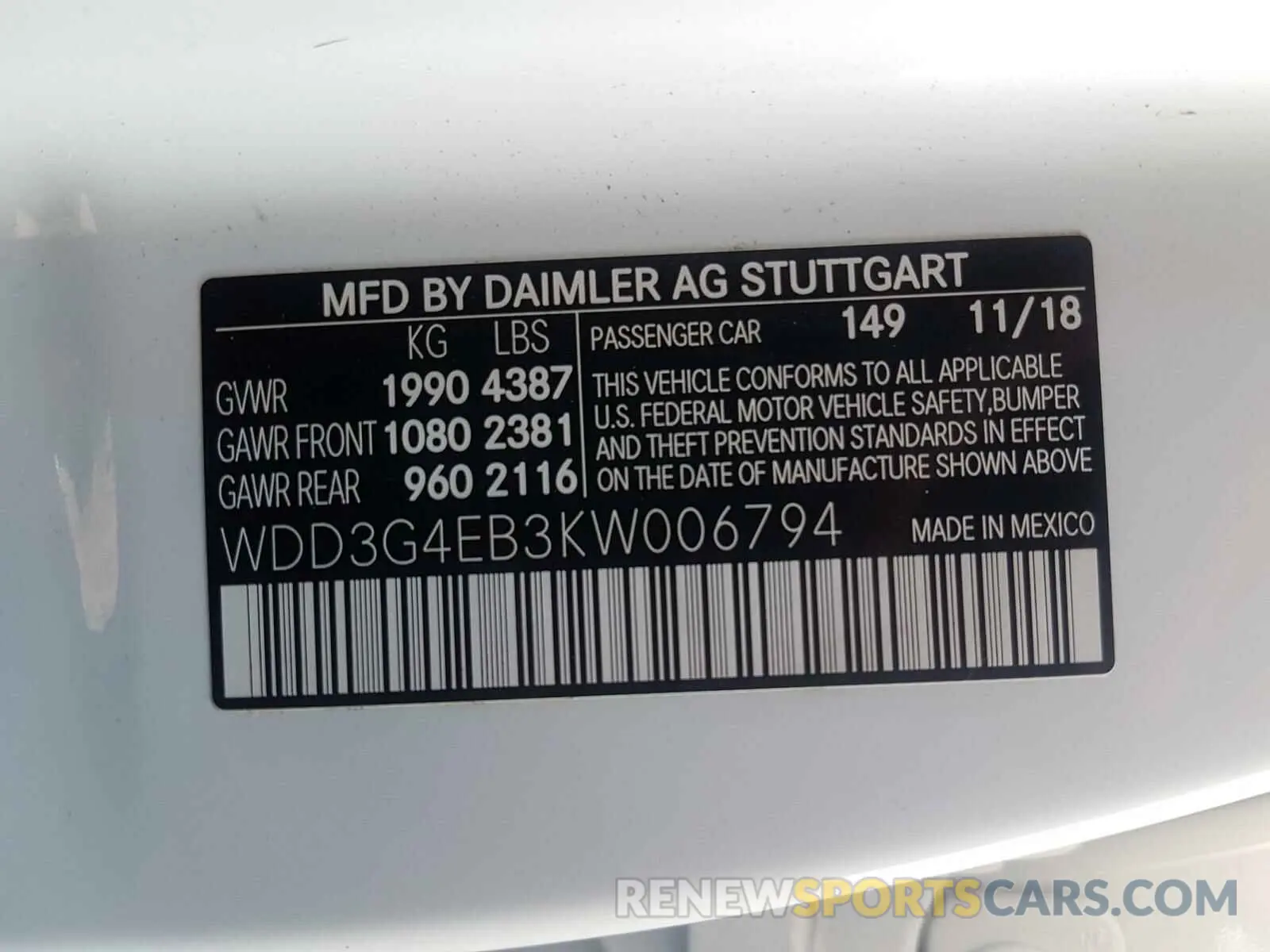 10 fotografías del automóvil dañado WDD3G4EB3KW006794 MERCEDES-BENZ A 220 4MAT 2019