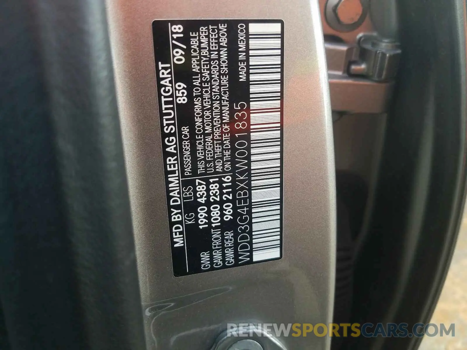 10 fotografías del automóvil dañado WDD3G4EBXKW001835 MERCEDES-BENZ A 220 4MAT 2019