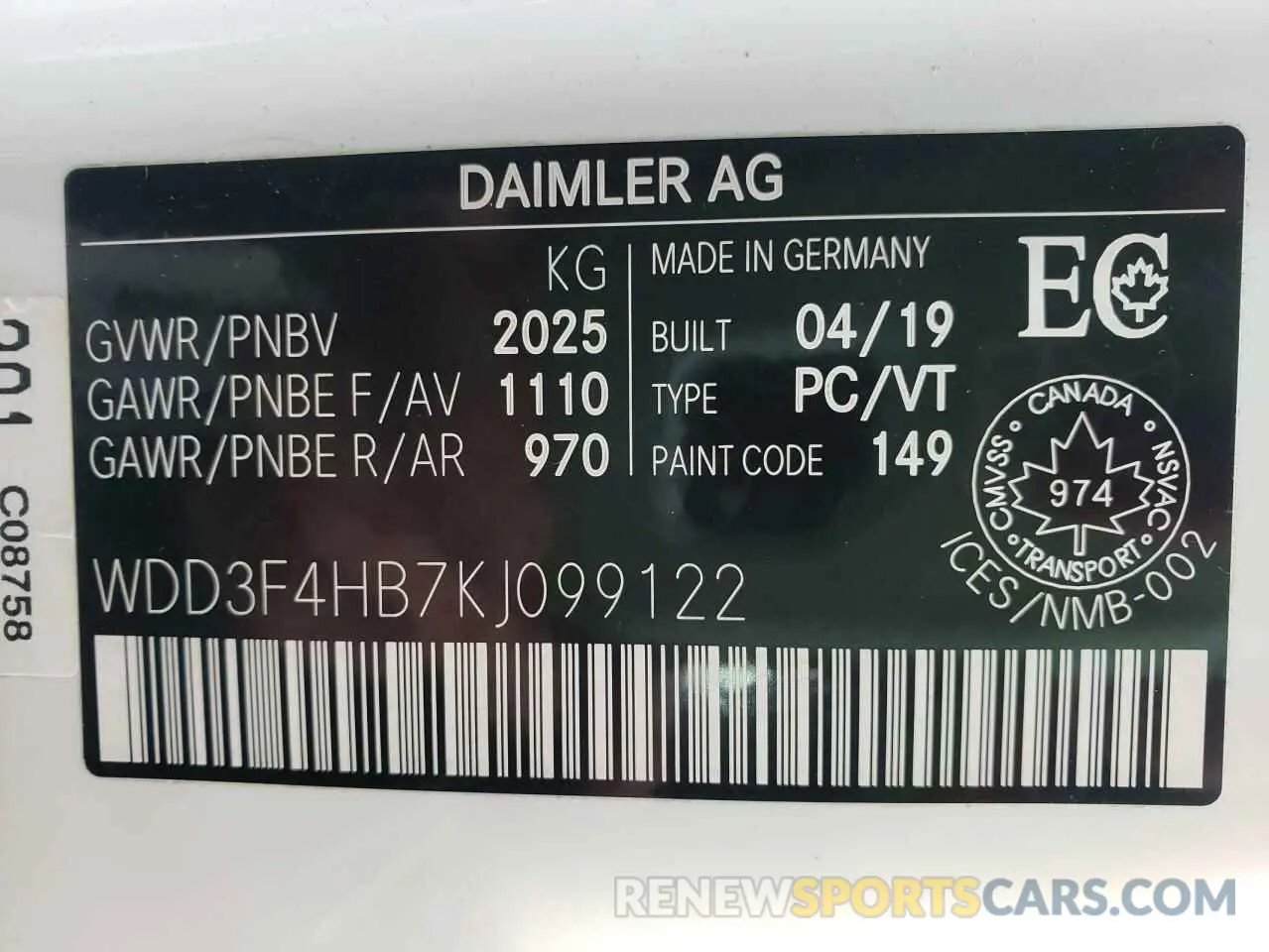 10 fotografías del automóvil dañado WDD3F4HB7KJ099122 MERCEDES-BENZ A-CLASS 2019