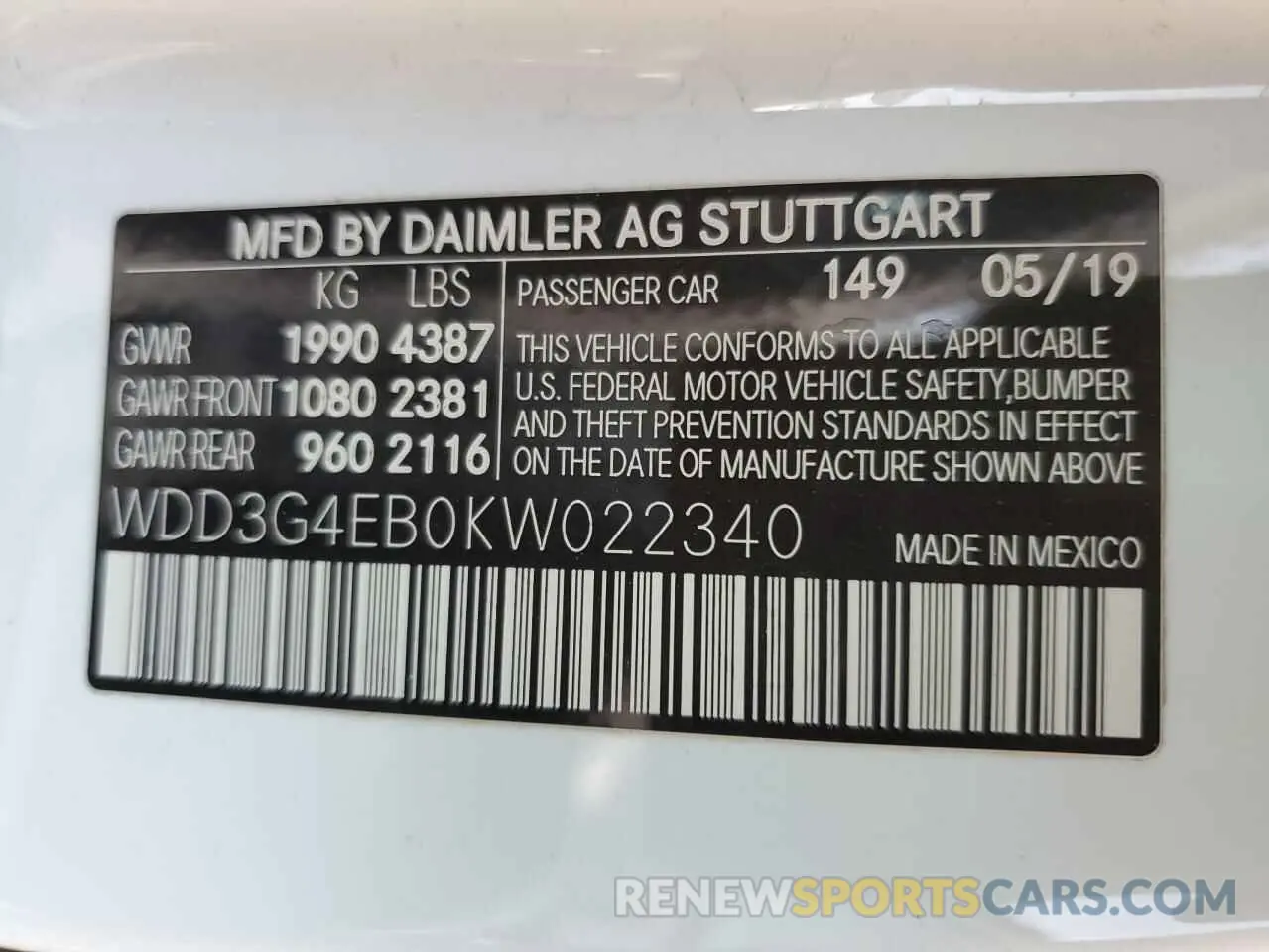 12 fotografías del automóvil dañado WDD3G4EB0KW022340 MERCEDES-BENZ A-CLASS 2019