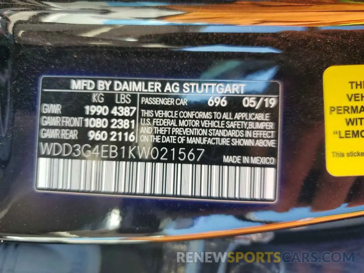 12 fotografías del automóvil dañado WDD3G4EB1KW021567 MERCEDES-BENZ A-CLASS 2019