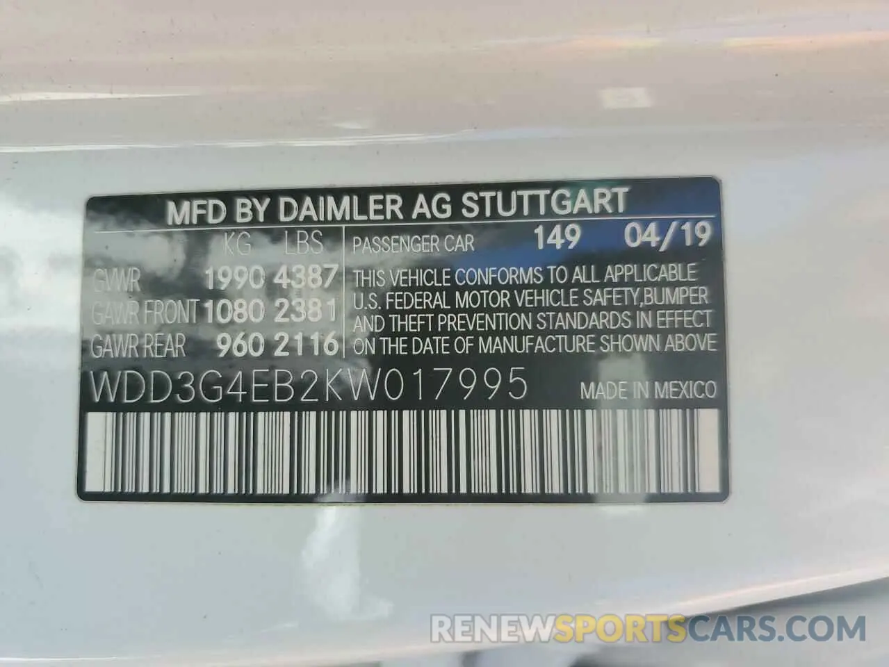 12 fotografías del automóvil dañado WDD3G4EB2KW017995 MERCEDES-BENZ A-CLASS 2019