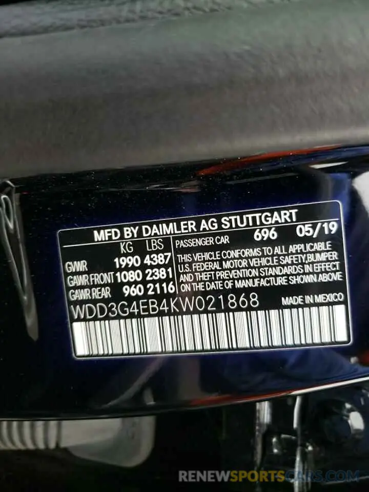 12 fotografías del automóvil dañado WDD3G4EB4KW021868 MERCEDES-BENZ A-CLASS 2019