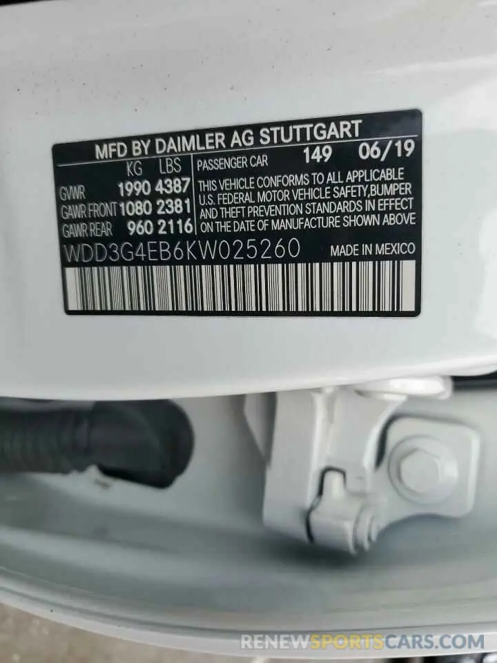12 fotografías del automóvil dañado WDD3G4EB6KW025260 MERCEDES-BENZ A-CLASS 2019