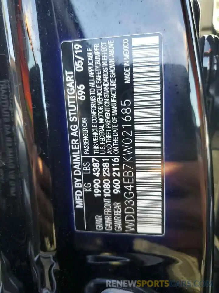 13 fotografías del automóvil dañado WDD3G4EB7KW021685 MERCEDES-BENZ A-CLASS 2019