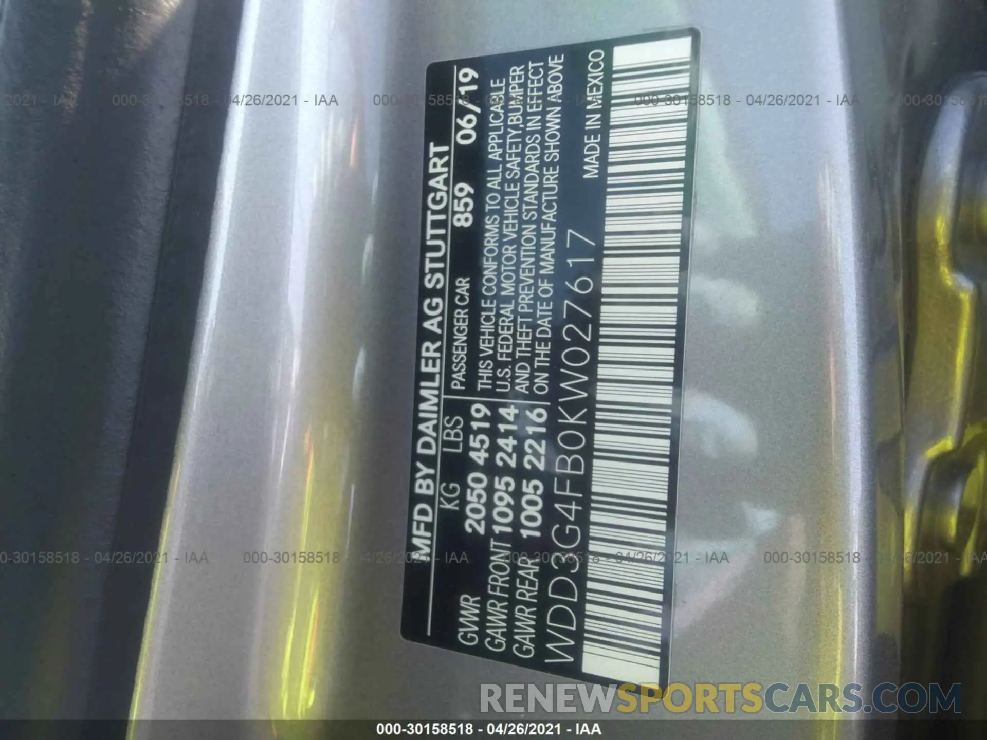 9 fotografías del automóvil dañado WDD3G4FB0KW027617 MERCEDES-BENZ A-CLASS 2019