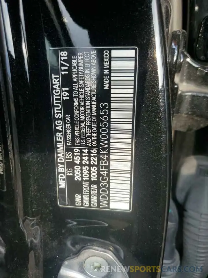12 fotografías del automóvil dañado WDD3G4FB4KW005653 MERCEDES-BENZ A-CLASS 2019