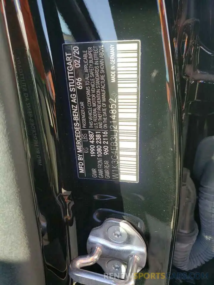 10 fotografías del automóvil dañado W1K3G4EB3LJ214852 MERCEDES-BENZ A-CLASS 2020